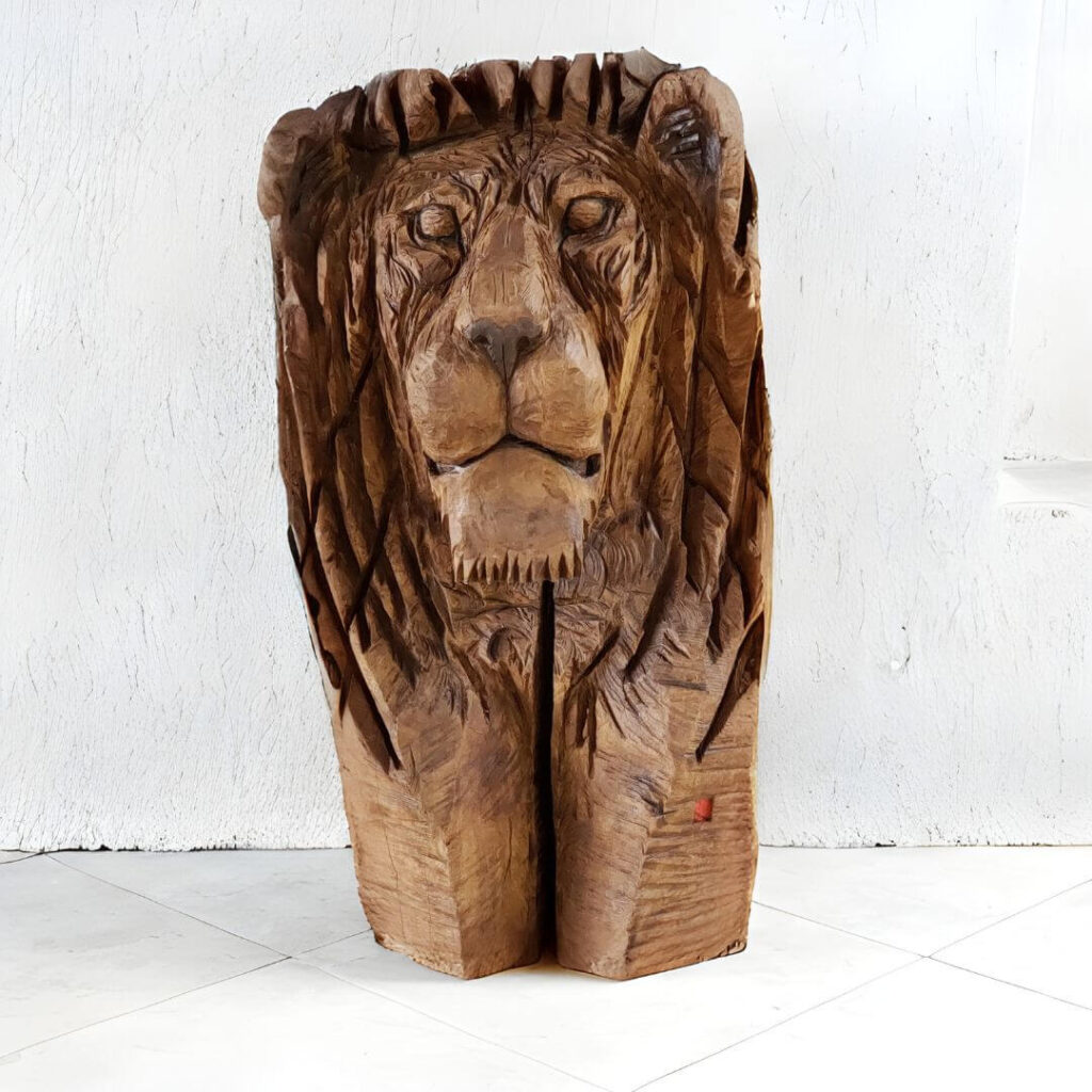 Comprar Leao Invictus Escultura de Madeira Arte de Luxo